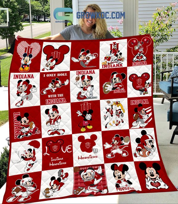 Indiana Hoosiers NCAA Mickey Disney Fleece Blanket Quilt