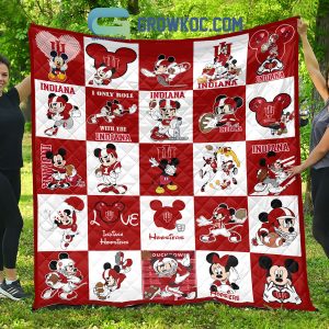 Indiana Hoosiers NCAA Mickey Disney Fleece Blanket Quilt