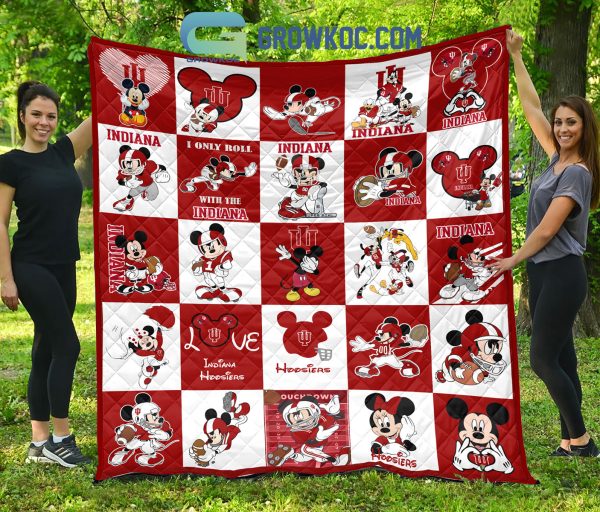 Indiana Hoosiers NCAA Mickey Disney Fleece Blanket Quilt