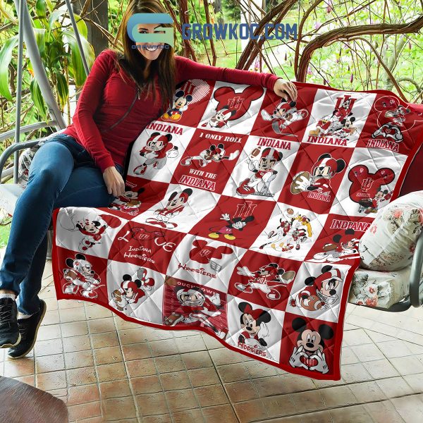 Indiana Hoosiers NCAA Mickey Disney Fleece Blanket Quilt