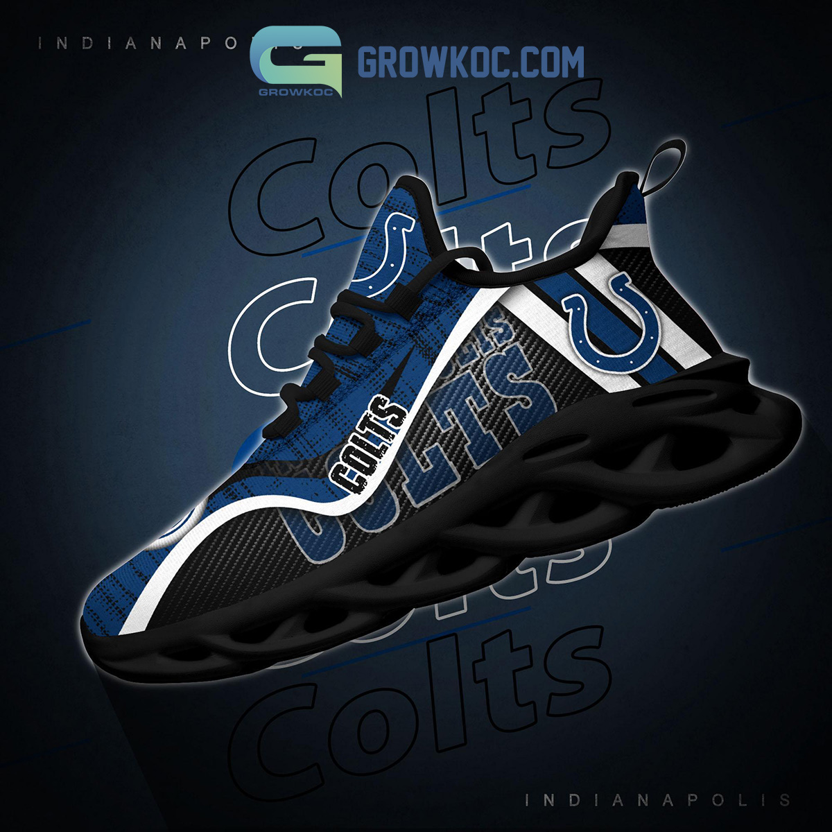 Indianapolis Colts Custom Name Luxury NFL Max Soul Shoes Design 8 Chunky  Sneakers For Men And Women - Banantees