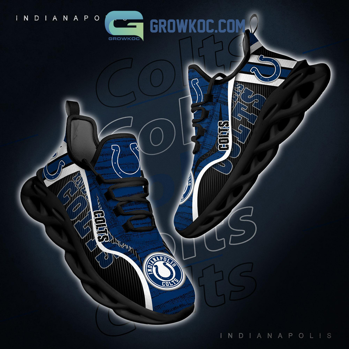 Indianapolis Colts NFL Clunky Sneakers Max Soul Shoes - Growkoc