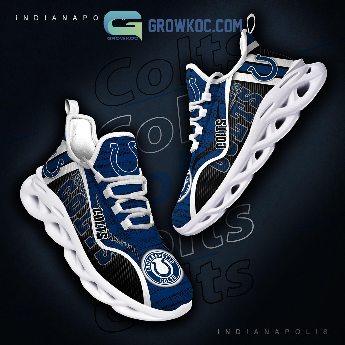 Indianapolis Colts NFL Crack Pattern Running Shoes Personalized Style Flag  US Max Soul Sneakers - YesItCustom