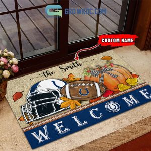 Indianapolis Colts NFL Welcome Fall Pumpkin Personalized Doormat