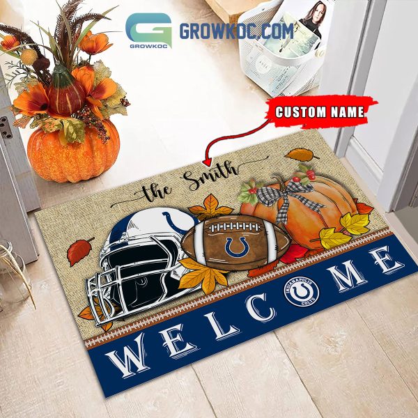 Indianapolis Colts NFL Welcome Fall Pumpkin Personalized Doormat