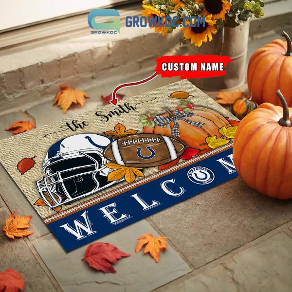 Indianapolis Colts NFL Welcome Fall Pumpkin Personalized Doormat