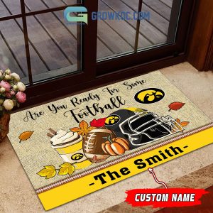 Iowa Hawkeyes NCAA Fall Pumpkin Are You Ready For Some Football Personalized Doormat