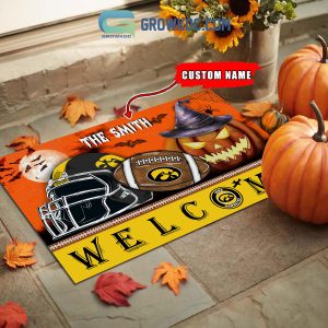 Iowa Hawkeyes NCAA Football Welcome Halloween Personalized Doormat