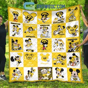 Iowa Hawkeyes NCAA Mickey Disney Fleece Blanket Quilt