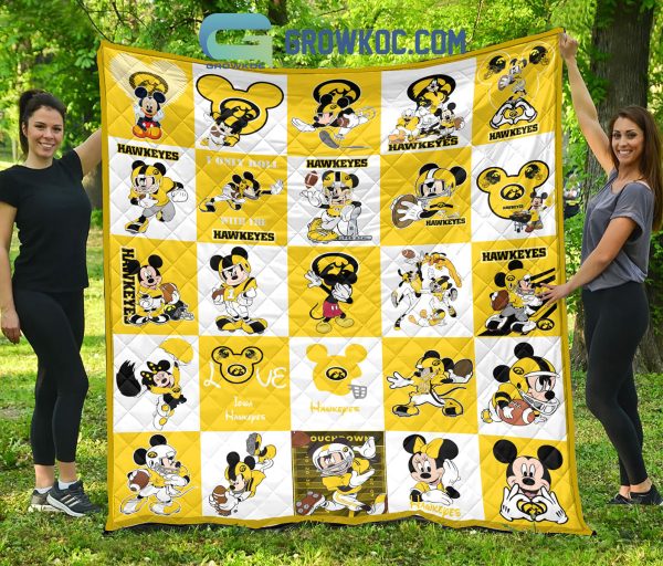 Iowa Hawkeyes NCAA Mickey Disney Fleece Blanket Quilt