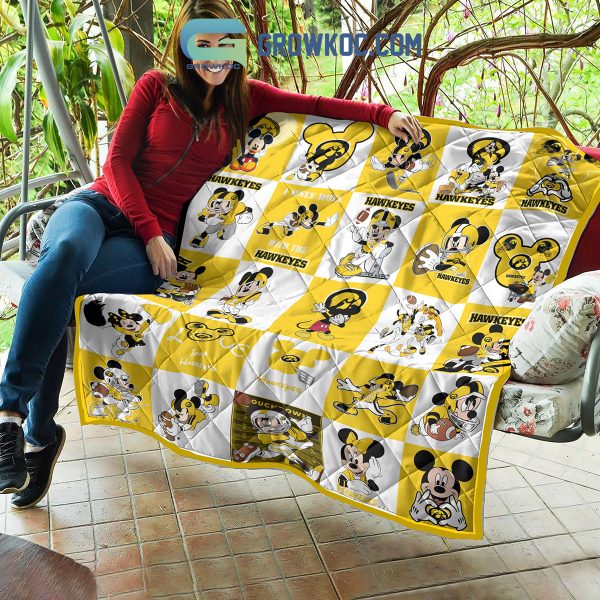 Iowa Hawkeyes NCAA Mickey Disney Fleece Blanket Quilt