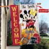 Iowa Hawkeyes NCAA Disney Mickey Minnie Welcome Fall Pumpkin Personalized House Garden Flag