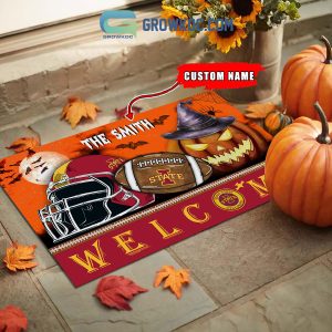 Iowa State Cyclones Grinch Football Welcome Christmas Personalized Decor Door Cover