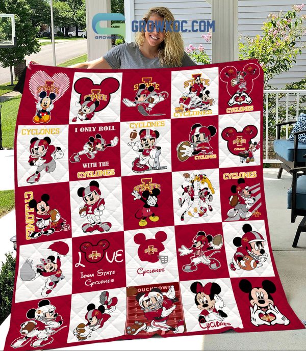 Iowa State Cyclones NCAA Mickey Disney Fleece Blanket Quilt