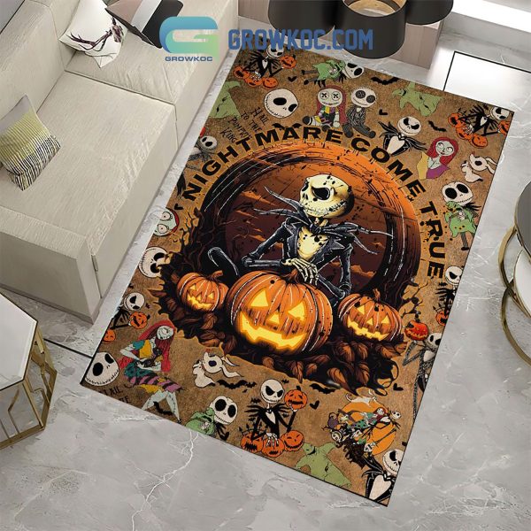 Jack Skellington Nightmare Come True Pumpkin Halloween Home Decor Rectangle Rug Carpet