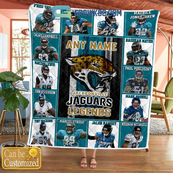 Jacksonville Jaguars NFL Legends In History Personalized Fleece Blanket Quilt