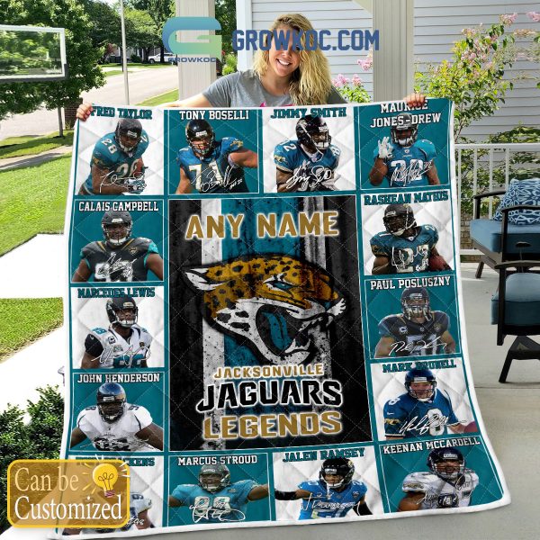 Jacksonville Jaguars NFL Legends In History Personalized Fleece Blanket Quilt