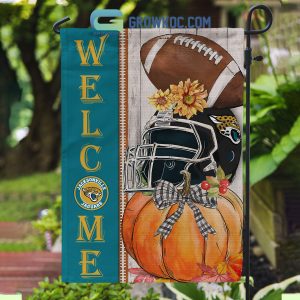Jacksonville Jaguars NFL Welcome Fall Pumpkin Personalized House Garden Flag