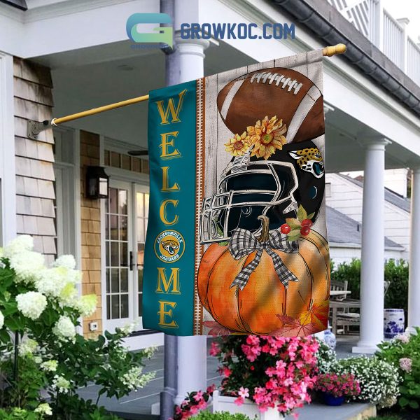 Jacksonville Jaguars NFL Welcome Fall Pumpkin Personalized House Garden Flag