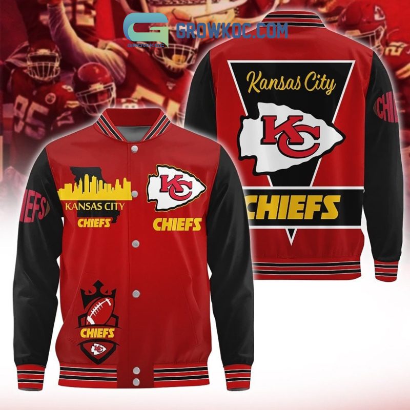 Kansa City Chiefs Red Black Design Baseball Jacket - Growkoc