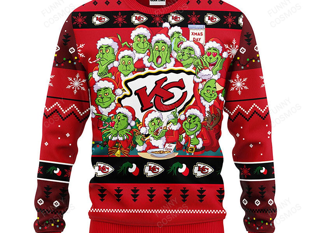 Kansas City Chiefs Grinch Stolen Black Christmas Sweater