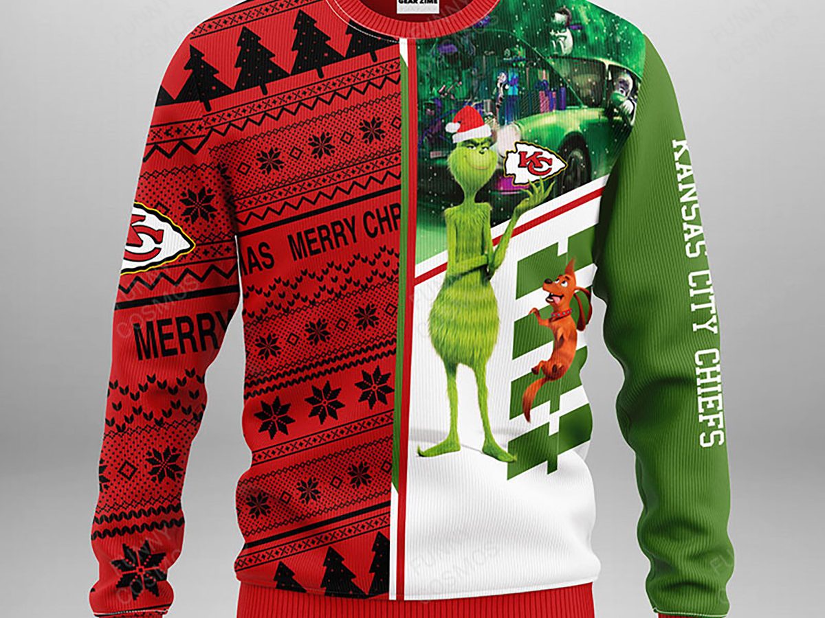 Kansas City Chiefs Funny Grinch Christmas Ugly Sweater - Growkoc