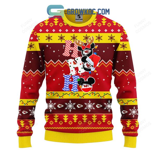 Kansas City Chiefs HoHoHo Mickey Christmas Ugly Sweater