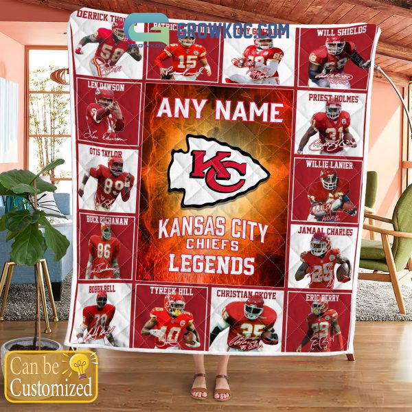 Kansas City Chiefs NFL Legends In History Personalized Fleece Blanket Quilt