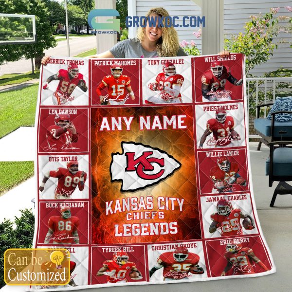 Kansas City Chiefs NFL Legends In History Personalized Fleece Blanket Quilt