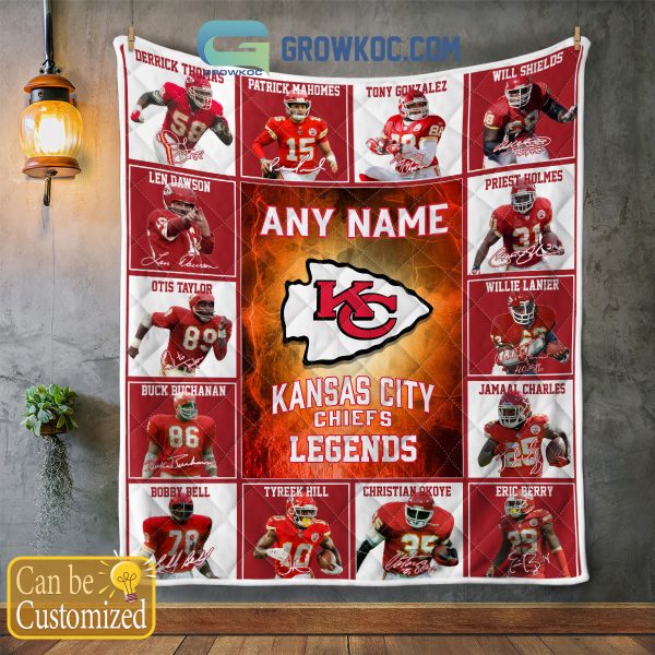 Kansas City Chiefs NFL Legends In History Personalized Fleece Blanket Quilt