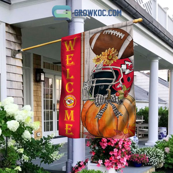 Kansas City Chiefs NFL Welcome Fall Pumpkin Personalized House Garden Flag