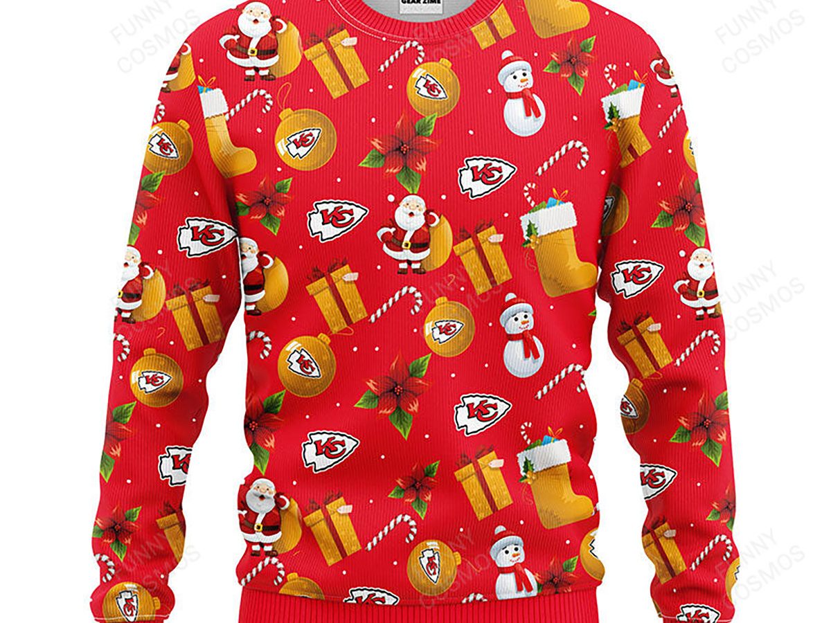 NFL Kansas City Chiefs Red Yellow Ugly Christmas Sweater