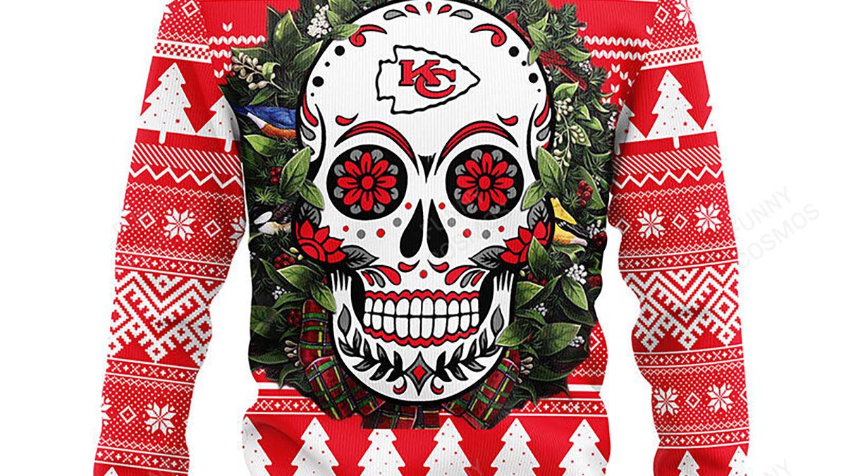 Kansas City Chiefs Skull Flower Ugly Christmas Ugly Sweater_4384 - Growkoc