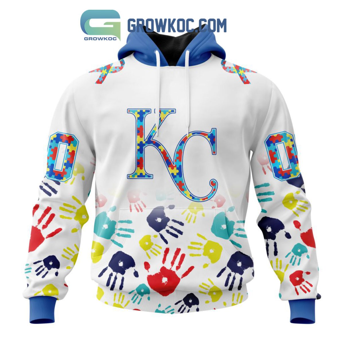 Kansas City Royals MLB Autism Awareness Hand Design Personalized Hoodie T  Shirt - Growkoc