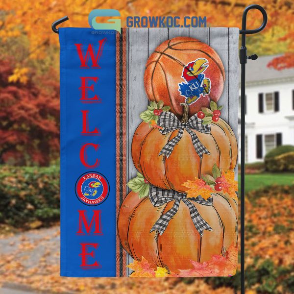 Kansas Jayhawks NCAA Basketball Welcome Fall Pumpkin House Garden Flag