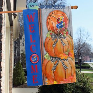 Kansas Jayhawks NCAA Basketball Welcome Fall Pumpkin House Garden Flag