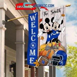 Kentucky Wildcats NCAA Disney Mickey Minnie Welcome Fall Pumpkin Personalized House Garden Flag