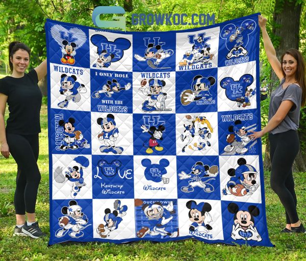 Kentucky Wildcats NCAA Mickey Disney Fleece Blanket Quilt