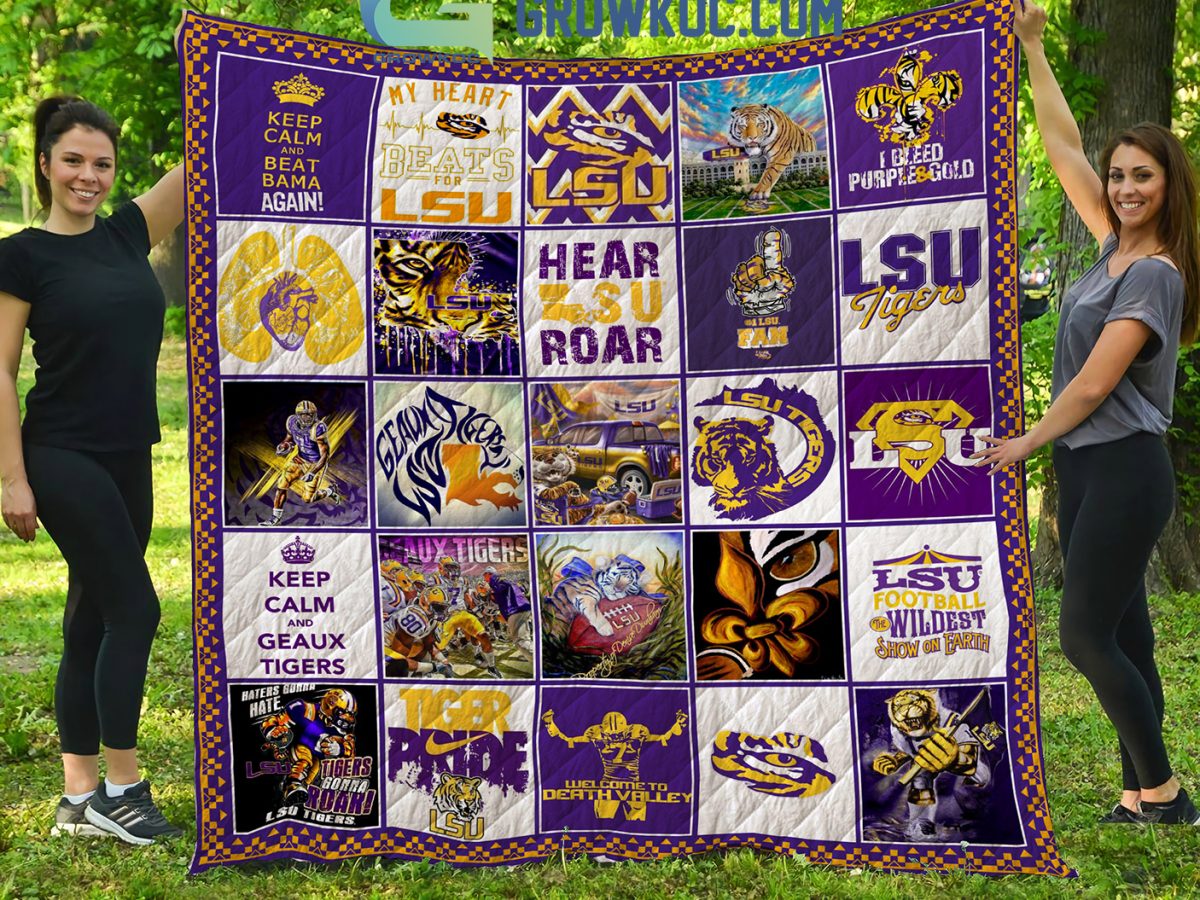 LSU Fleece Blanket Kit-Includes Solid and Printed Fleece Fabric to Make A LSU No Sew Fleece Blanket, Size: 48