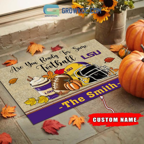 LSU Tigers NCAA Fall Pumpkin Are You Ready For Some Football Personalized Doormat