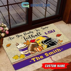 LSU Tigers NCAA Fall Pumpkin Are You Ready For Some Football Personalized Doormat
