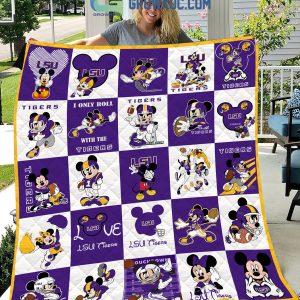 LSU Tigers NCAA Mickey Disney Fleece Blanket Quilt