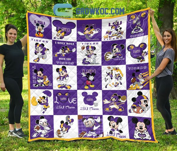 LSU Tigers NCAA Mickey Disney Fleece Blanket Quilt