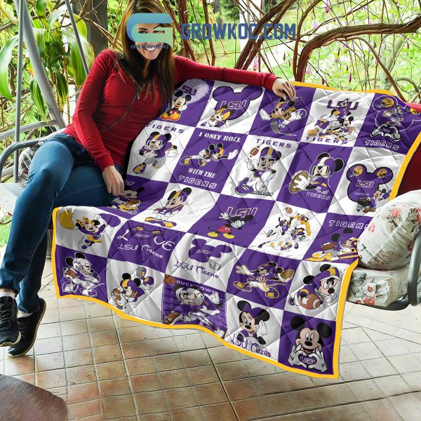 LSU Tigers NCAA Mickey Disney Fleece Blanket Quilt