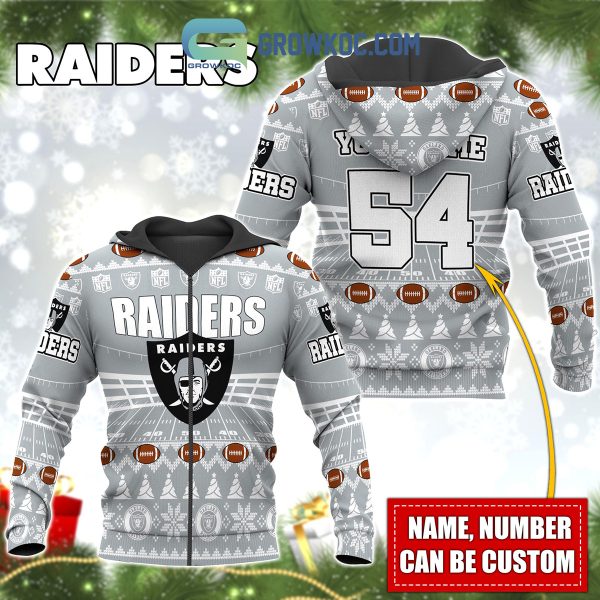 Las Vegas Raiders NFL Christmas Personalized Hoodie Zipper Fleece Jacket