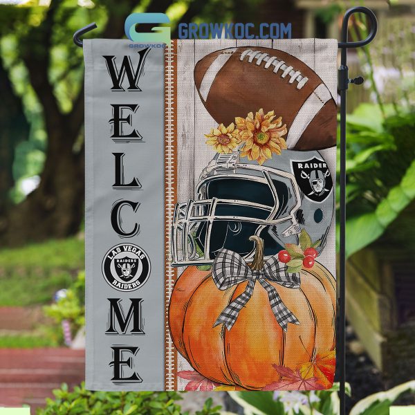 Las Vegas Raiders NFL Welcome Fall Pumpkin Personalized House Garden Flag