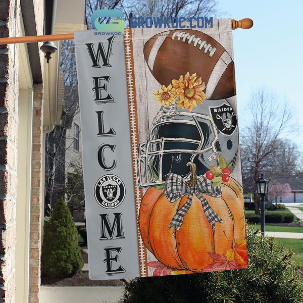 Las Vegas Raiders NFL Welcome Fall Pumpkin Personalized House Garden Flag