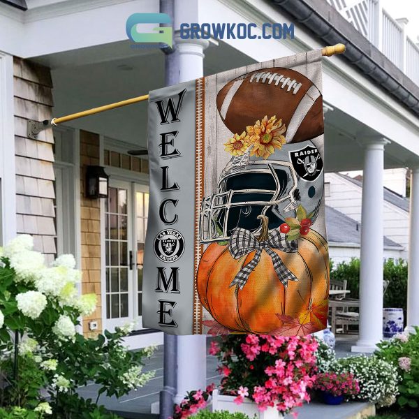 Las Vegas Raiders NFL Welcome Fall Pumpkin Personalized House Garden Flag