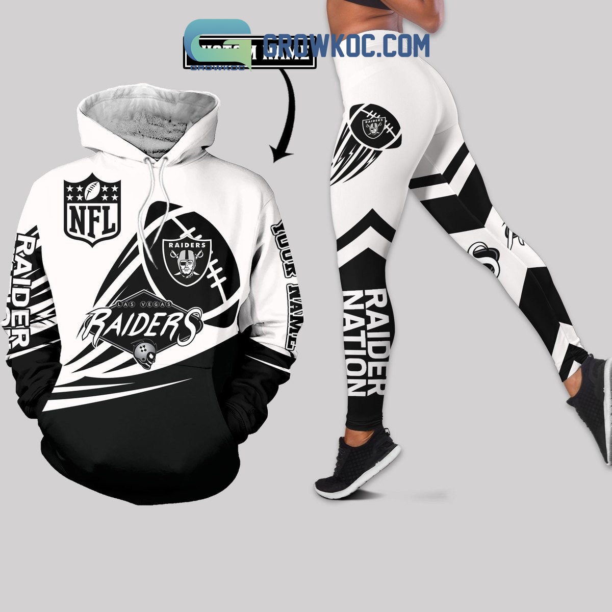 NFL Las Vegas Raiders Hoodie & Leggings Set For Women Custom Your Name,  Tanktop & Leggings Set Sport - Torunstyle