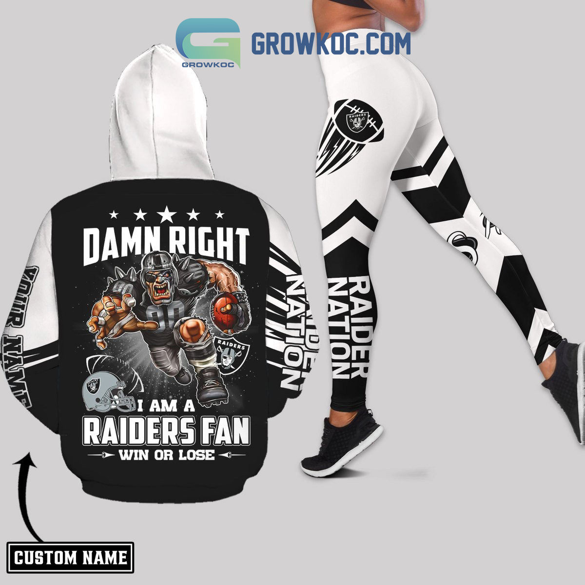 Las Vegas Raiders Nation Damn Right Raiders Fan Personalized Hoodie  Leggings Set - Growkoc